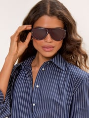 Lipsy Chunky Rounded Aviator Sunglasses - Պատկեր 2 6-ից