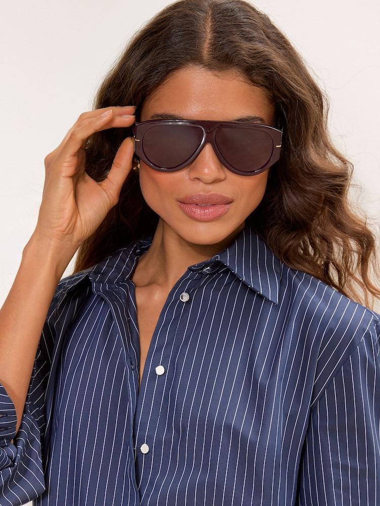 Lipsy Chunky Rounded Aviator Sunglasses - Պատկեր 2 6-ից