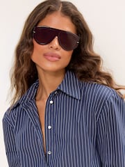 Lipsy Chunky Rounded Aviator Sunglasses - Պատկեր 3 6-ից