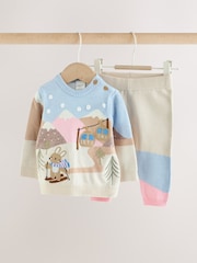 Ecru Bunny Character Knitted Scene Jumper and Leggings Baby Set (0mths-2yrs) - Image 1 of 10