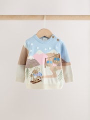 Ecru Bunny Character Knitted Scene Jumper and Leggings Baby Set (0mths-2yrs) - Image 2 of 10