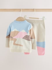 Ecru Bunny Character Knitted Scene Jumper and Leggings Baby Set (0mths-2yrs) - Image 4 of 10