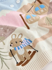 Ecru Bunny Character Knitted Scene Jumper and Leggings Baby Set (0mths-2yrs) - Image 8 of 10