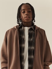 Mink Brown Oversized Fit Heavy Weight Zip Through Sweatshirt (3-16yrs) - Image 2 of 4