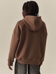 Mink Brown Oversized Fit Heavy Weight Zip Through Sweatshirt (3-16yrs) - Image 3 of 4
