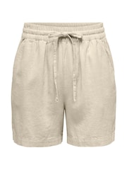 JDY Natural JDY Natural Linen Blend Shorts With Tie Waist - Image 4 of 6