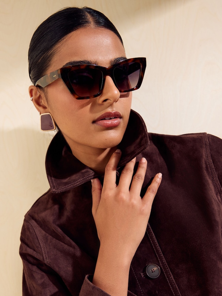 Friends Like These Brown Narrow Cateye Sunglasses - Image 1 of 6 Friends Like These Brown Narrow Cateye Sunglasses - Image 1 of 6