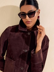 Friends Like These Brown Narrow Cateye Sunglasses - Image 3 of 6