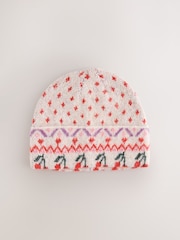 Multi Cherry Print Knitted Beanie Hat - Image 3 of 5