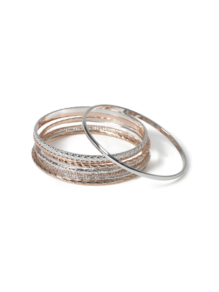Aela Gold Tone Mixed Metal Bangle Pack - Image 2 of 2 Aela Gold Tone Mixed Metal Bangle Pack - Image 2 of 2