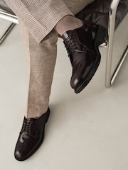 বারগান্ডি লাল - Box Leather Derby Shoes - 7এর মধ্যে 3 ছবি