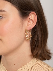 Aela Pink Facet Hoop Earrings - Image 1 of 3