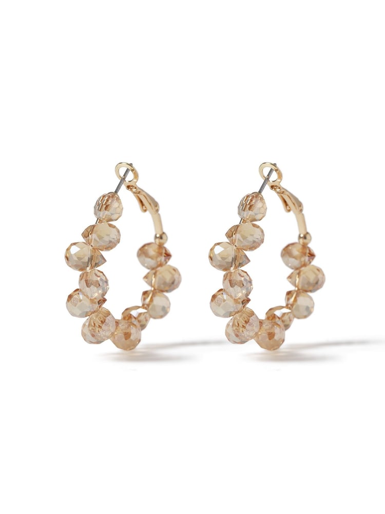 Aela Pink Facet Hoop Earrings - Image 2 of 3