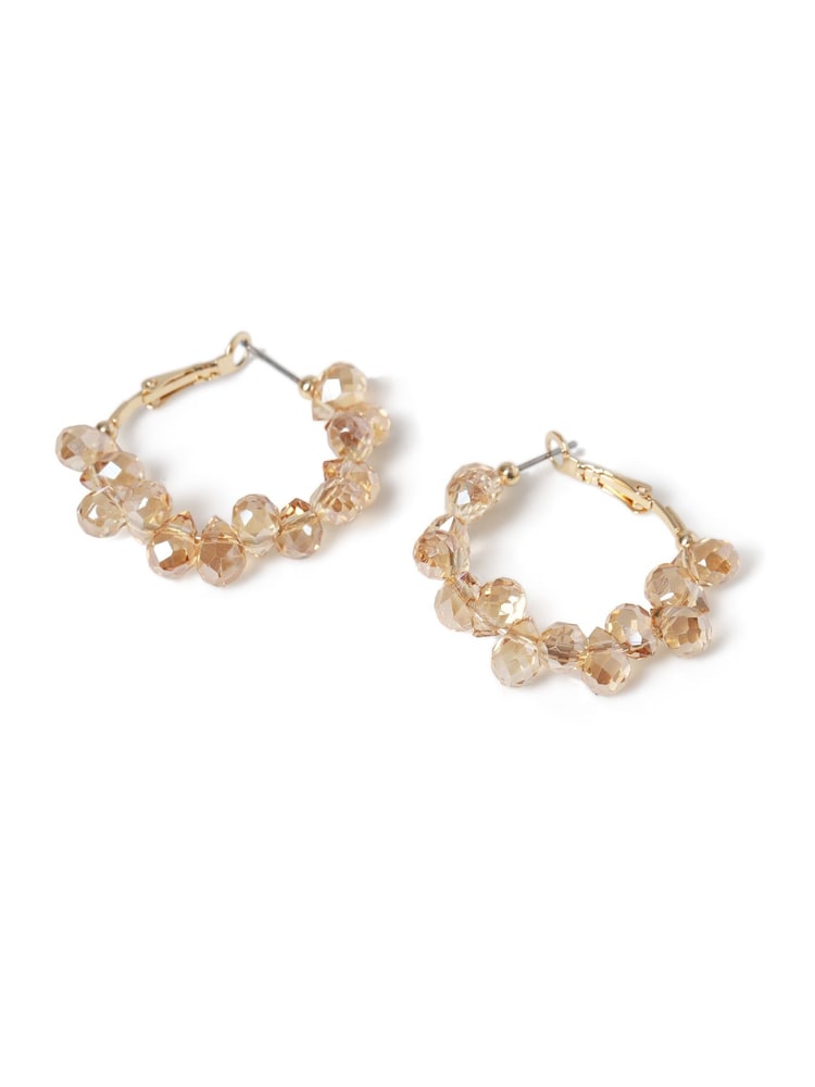 Aela Pink Facet Hoop Earrings - Image 3 of 3
