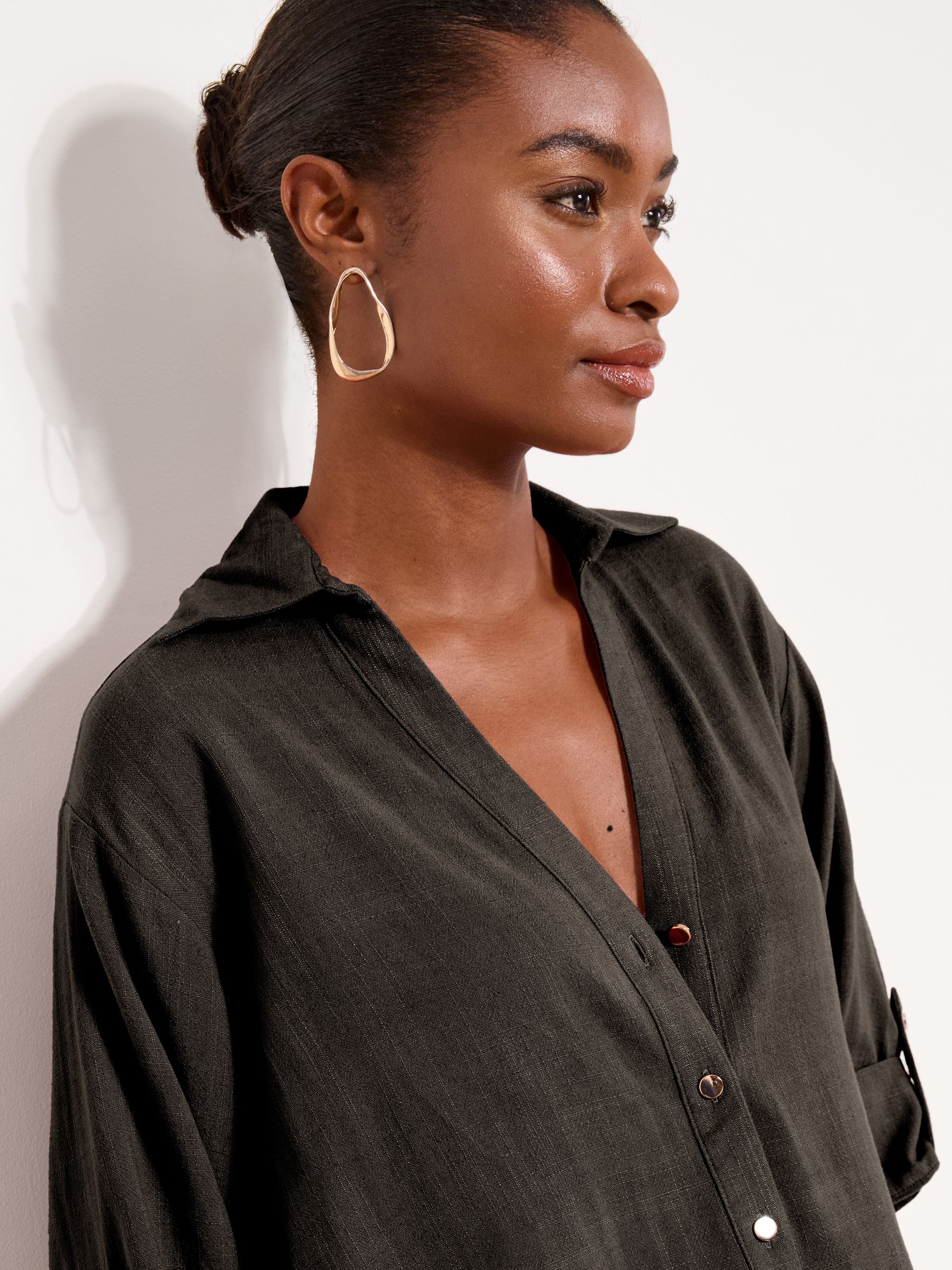 Buy Lipsy Black Touch Of Linen Long Sleeve Shirt from Next USA