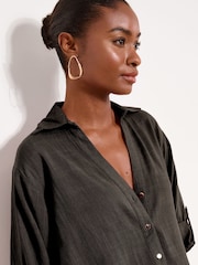 Lipsy Black Touch Of Linen Long Sleeve Shirt - Image 2 of 4