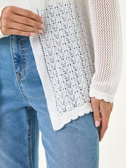 Roman White Pointelle Knit Cardigan - Image 5 of 5