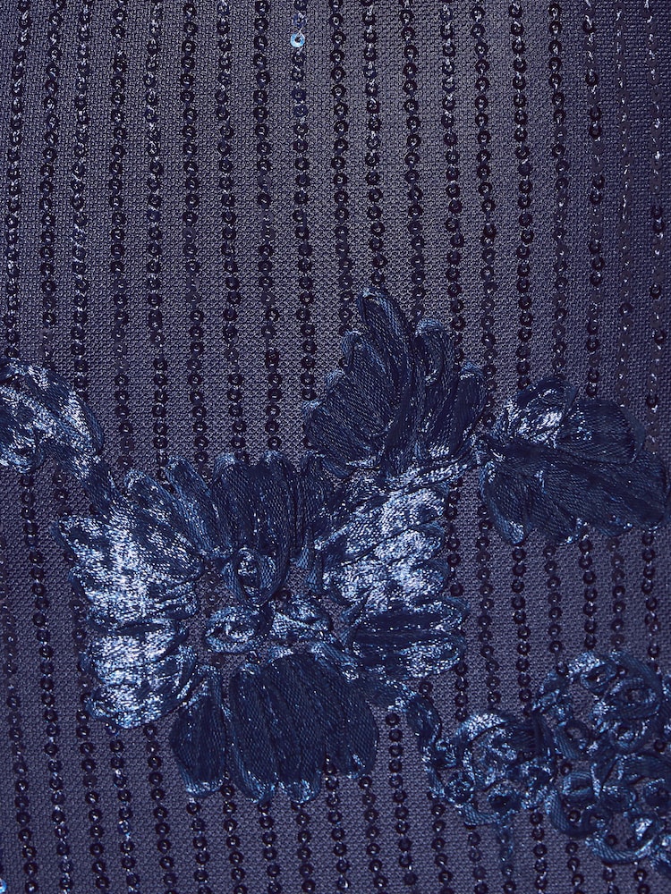 Friends Like These Navy Cornelli Sequin Scarf Midi Dress - Image 7 of 7 Friends Like These Navy Cornelli Sequin Scarf Midi Dress - Image 7 of 7