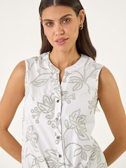 Roman Green Floral Puff Print Tie Blouse - Image 4 of 5