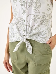 Roman Green Floral Puff Print Tie Blouse - Image 6 of 6