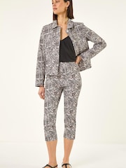 Roman Black Bengaline Cropped Trousers - Image 2 of 5