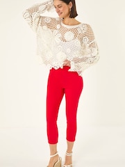 Roman Red Cropped Stretch Denim Leggings - Image 1 of 5
