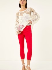 Roman Red Cropped Stretch Denim Leggings - Image 2 of 5