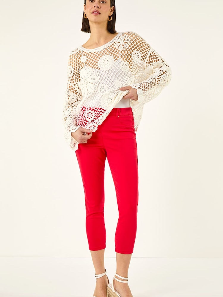 Roman Red Cropped Stretch Denim Leggings - Image 2 of 5