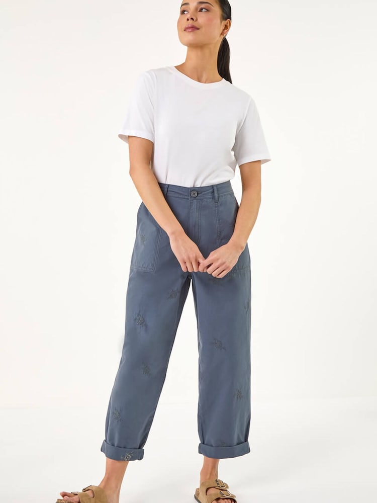 Roman Grey Petite Embroidered Trousers - Image 2 of 5 Roman Grey Petite Embroidered Trousers - Image 2 of 5