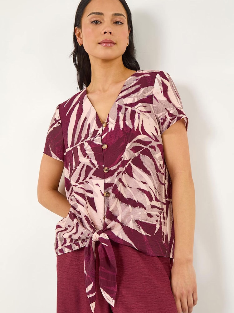 Roman Red Petite Buttoned Tie Front Top - Image 1 of 5