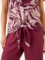 Roman Red Petite Buttoned Tie Front Top - Image 5 of 5