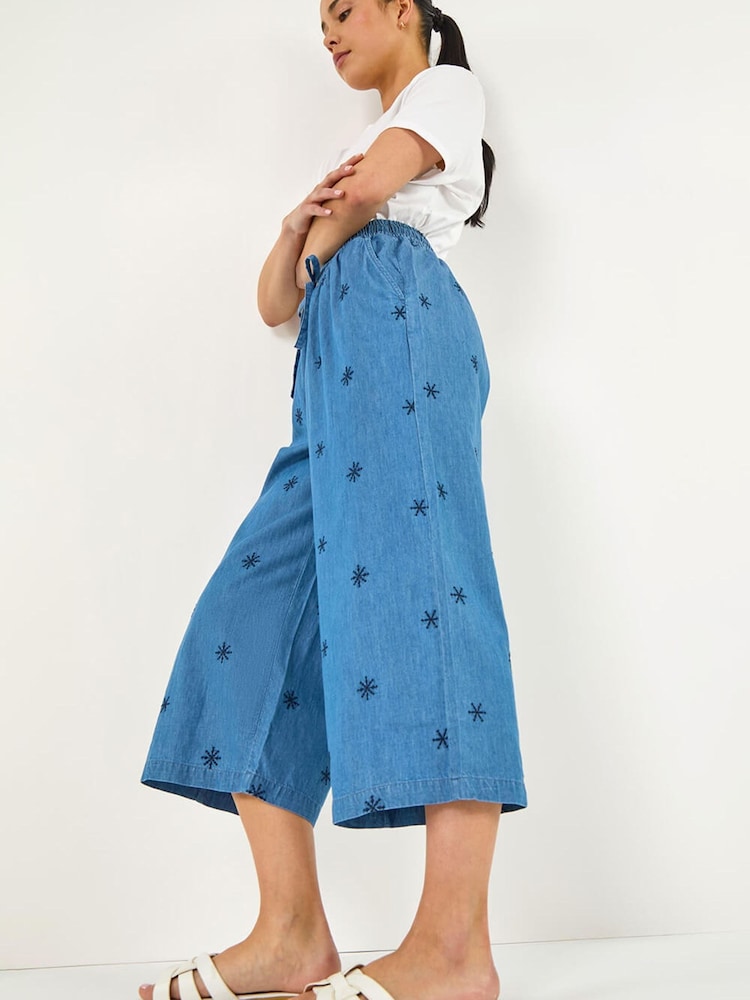 Roman Blue Petite Embroidered Trousers - Image 1 of 5