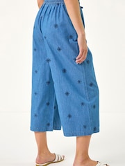 Roman Blue Petite Embroidered Trousers - Image 3 of 5