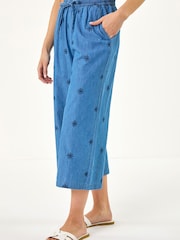 Roman Blue Petite Embroidered Trousers - Image 4 of 5