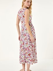 Roman Red Floral Empire Waist Stretch Midi Dress - Image 3 of 5