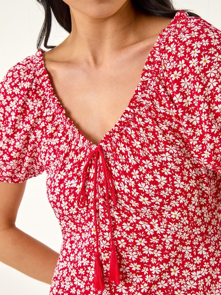 فستان برباط شرَّابة بطبعة مورّدة للأحجام الصغيرة من Roman - Image 5 of 5 فستان برباط شرَّابة بطبعة مورّدة للأحجام الصغيرة من Roman - Image 5 of 5