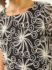 Roman Black Textured Print Detail Top - Image 5 of 5