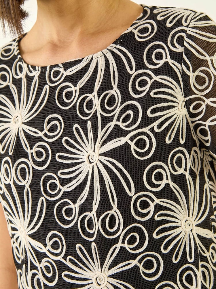 Roman Black Textured Print Detail Top - Image 5 of 5 Roman Black Textured Print Detail Top - Image 5 of 5