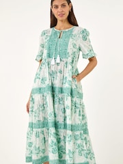 グリーン - Roman フローラルティアードタイドレス - 画像 2 / 5