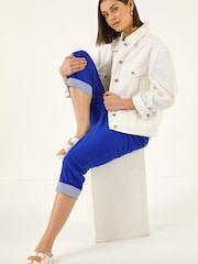 Azul royal - Pantalones elásticos capri con detalle en contraste de Roman - Imagen 1 de 5