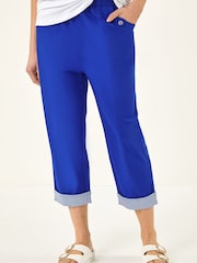 Azul royal - Pantalones elásticos capri con detalle en contraste de Roman - Imagen 4 de 5