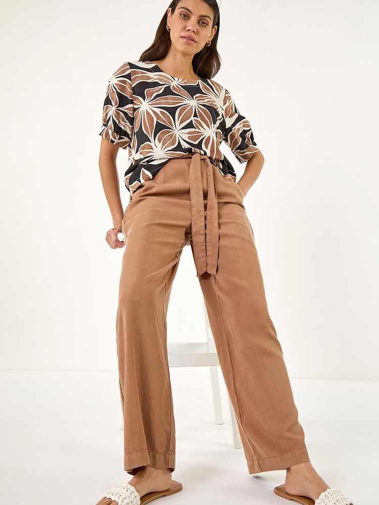 Roman Brown Floral Print Top - Image 1 of 5