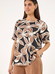Roman Brown Floral Print Top - Image 2 of 5