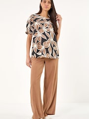 Roman Brown Floral Print Top - Image 4 of 5