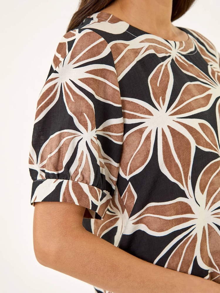 Roman Brown Floral Print Top - Image 5 of 5