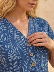 Roman Black Leaf Print Button Midi Dress - Image 4 of 4