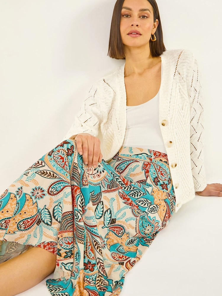 Roman Blue Paisley Print Midi Skirt - Image 2 of 5