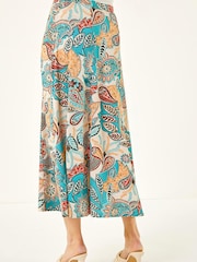 Roman Blue Paisley Print Midi Skirt - Image 3 of 5