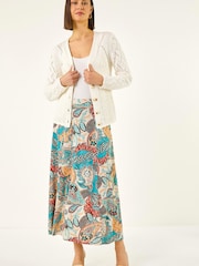 Roman Blue Paisley Print Midi Skirt - Image 4 of 5