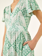 Roman Green Lace Detail V-Neck Midi Dress - Image 6 of 6